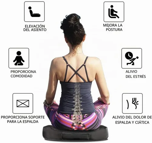 Vista 4 de Cojín de asiento de espuma viscoelástica de cuero para coches para personas bajas, para aliviar el dolor de cadera (coccis/cóccix) y de espalda