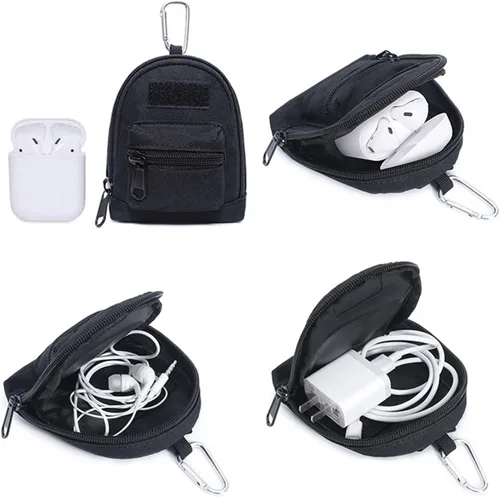 Vista 6 de Nueva bolsa táctica para llaves tarjetero para hombre monedero bolsillo con cremallera bolsa para exteriores monedero bolsa para dinero color naranja