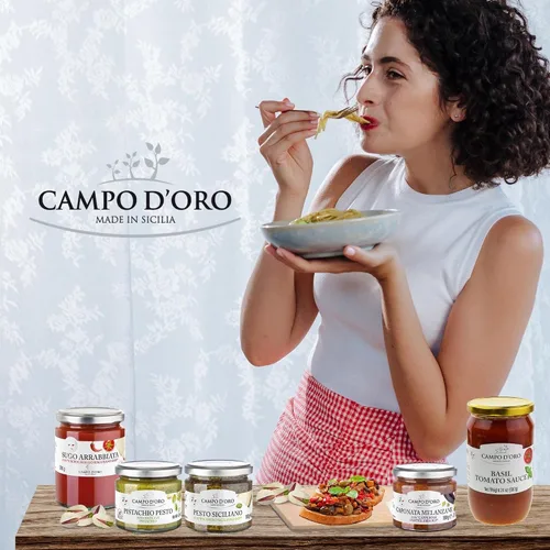 Vista 8 de CAMPO D'ORO - Pesto de pistacho, sin azúcar, pasta, pesto siciliano, 6.35 oz