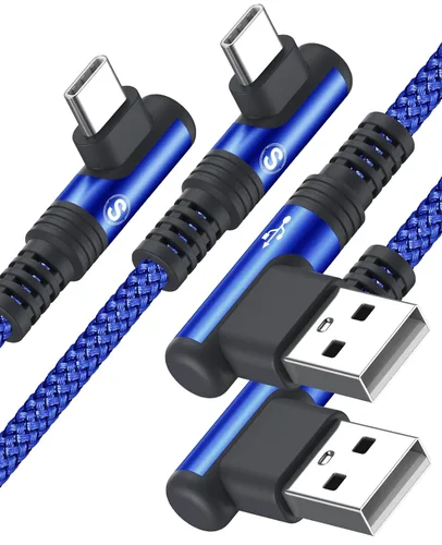 Vista 11 de sweguard Cargador USB a tipo C para iPhone 17 de 90 grados [2 unidades, 3.3 pies] Cable de carga rápida para iPhone 17 16 15 Pro Max Plus Galaxy S25
