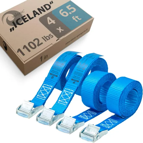 Vista 12 de valonic Islandia - Correas cortas de amarre - Paquete de 4, 1.6 pies x 1 pulgada, 1100 libras, certificado por TÜV Rheinl, almohadilla