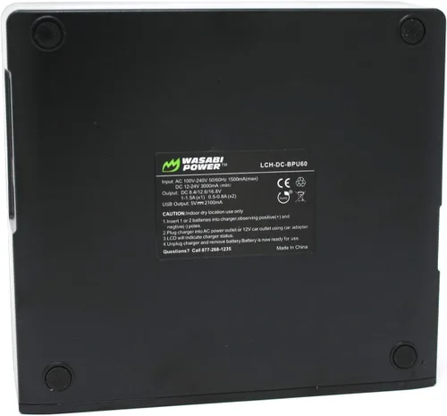 Vista 2 de Wasabi Power Cargador de batería LCD dual para Sony BC-U1 y Sony BP-U30, BP-U60, BP-U90