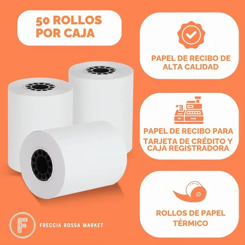 Vista 4 de Papel para tarjetas de crédito térmicas de 2 1/4 "X 85" para usar con algunos modelos Verifone, Omni, Hypercom y First Data, sin BPA Paquete de 50