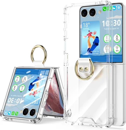 Vista 16 de Funda transparente para Samsung Galaxy Z Flip 6 con anillo, anticaídas a prueba de golpes para Z Flip 6 5G 2024
