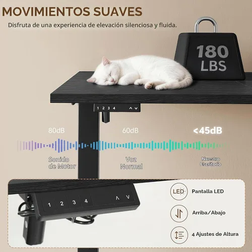 Vista 4 de Escritorio eléctrico en forma de L de 47 pulgadas con 3 cajones, mesa de computadora de almacenamiento, altura ajustable con tomas de corriente, 4