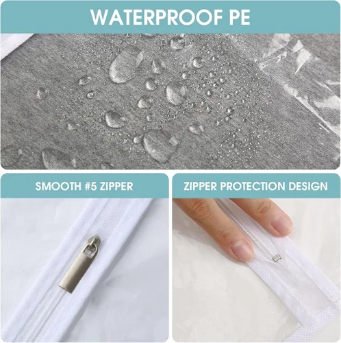 Vista 6 de Bolsas de ropa para colgar ropa, 6 bolsas de ropa transparentes, bolsa de plástico a prueba de polvo, protector de abrigo con cremallera