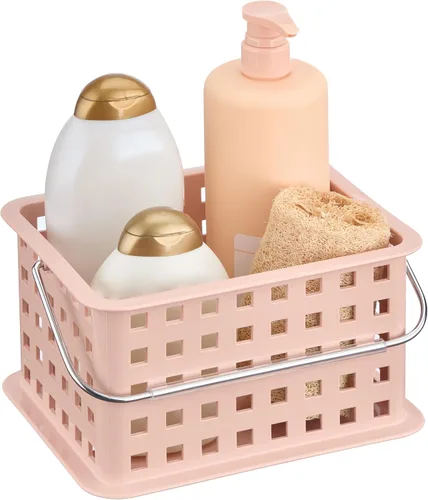 Vista 17 de iDesign - Organizador de ducha pequeño con asa, organizador de ducha portátil para dormitorio o baño, paquete de 3, color rosa