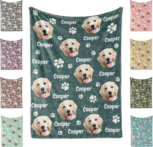 Vista 9 de Manta personalizada con fotos de perro, regalos personalizados con foto de mascota, manta de 30 x 40 pulgadas, manta ultrasuave de doble cara
