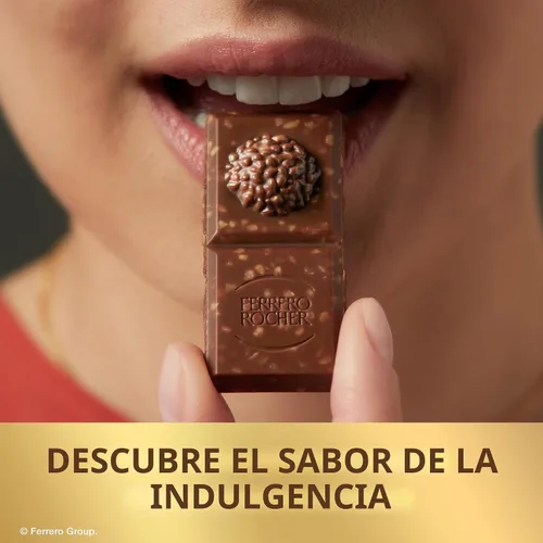 Vista 4 de Ferrero Rocher Chocolate premium, barra de chocolate con leche, relleno de avellana y cacao, ideal para compartir, 8 unidades, 3.1 onzas cada una