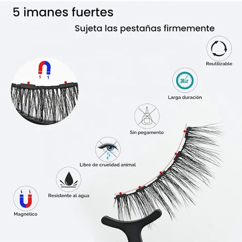 Vista 3 de Juego de 10 pares de pestañas magnéticas con delineador de ojos