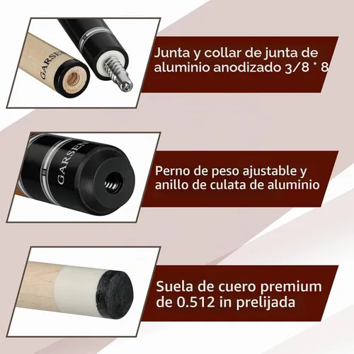 Vista 4 de GARSEN Palo de taco de billar de 58 pulgadas, 18 onzas, 19 onzas, 20 onzas, 21 onzas, barra de billar Free replacement within 2 years,Piano Baking