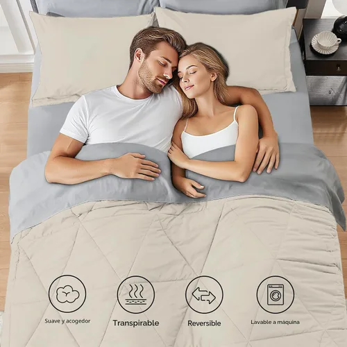 Vista 2 de BEDELITE Juego de ropa de cama con edredón tamaño individual de 5 piezas, reversible, en una bolsa - Juego de cama de lujo suave de microfibra