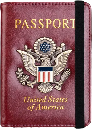 Vista 13 de TOURSUIT Combo de pasaporte y tarjeta de vacunación con bloqueo RFID, estuche protector para documentos de viaje, organizador de pasaporte de cuero
