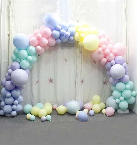 Vista 3 de Kit de arco de guirnalda de globos de arco iris, 171 piezas de globos de látex pastel, colores macarrón, 5, 10, 12, 18 pulgadas, cumpleaños, baby