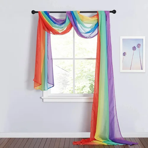 Vista 11 de RYB HOME Tela drapeada para arco de boda, 2 paneles de cortinas transparentes de gasa para exteriores, cortinas de telón de fondo verticales