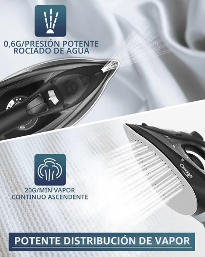 Vista 3 de OMAIGA Plancha de vapor para ropa, plancha de 1500 W con calentamiento rápido, suela de cerámica antiadherente, ráfaga de vapor, autolimpieza