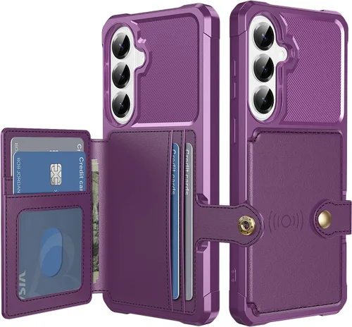 Vista 33 de Funda para Samsung Galaxy S21 Ultra con tarjetero, compatible con soporte magnético para automóvil, resistente a los golpes, resistente, suave, TPU