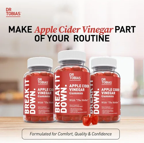 Vista 9 de Dr. Tobias Gomitas de vinagre de sidra de manzana con la madre, 500 mg de ACV por porción, más folato, B6, B12 y yodo Apoya la limpieza intestinal