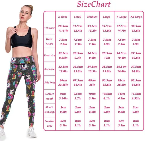 Vista 5 de JUNZAN Rainbow Unicorns and Cat Icecream Yoga Pants for Women Lifting Yoga Pants for Sports Dance XS