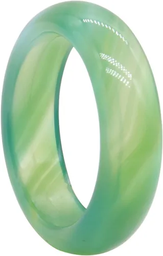 Vista 4 de GYRMMUE Anillos de jade de cristal verde natural para mujer y hombre, anillo de piedras preciosas de buena suerte, anillos de jade verde, anillo