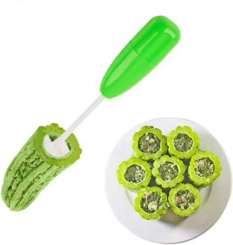 Vista 6 de Herramienta descorazonadora y cortadora de frutas, herramienta de plástico para quitar núcleos de frutas con mango antideslizante, descorazonador