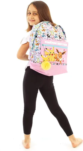 Vista 3 de Pokemon Mochila Pikachu Eevee Besties Bolsa Rosa Glitter, Rosado, Mochilas de mochila