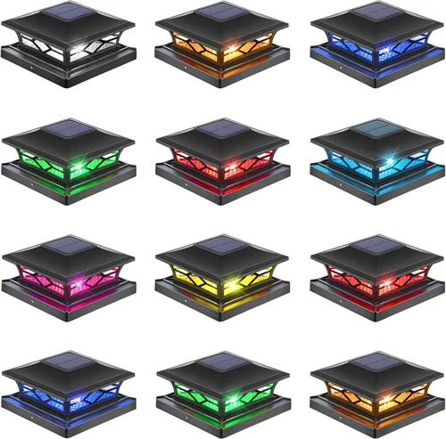 Vista 14 de APONUO - Luces solares para postes, paquete de 4, 2 modos de brillo, luces solares para postes automático encendido/apagado, impermeables