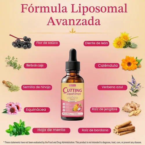 Vista 3 de Gotas de drenaje linfático, sin alcohol, sabor a fruta de dragón y mango, 2 Gotas líquidas de corte para apoyo linfático, con equinácea, saúco