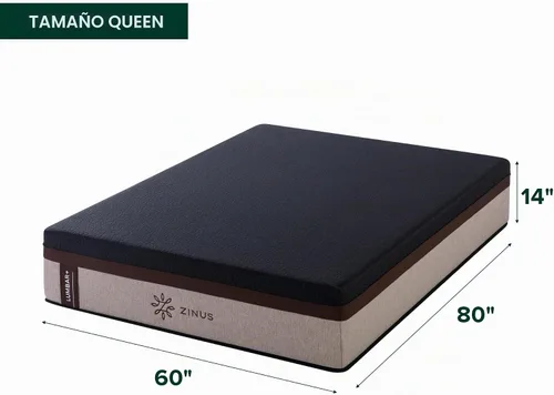 Vista 2 de Zinus Colchón Queen Lumbar+ de espuma viscoelástica prémium de 14 pulgadas