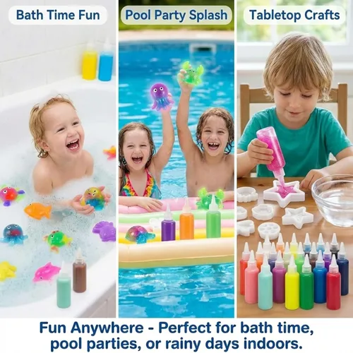Vista 4 de Kit de recambio de 24 botellas de gel para manualidades, elfo de agua mágico, fabricante de juguetes para días lluviosos y lazos familiares, regalo