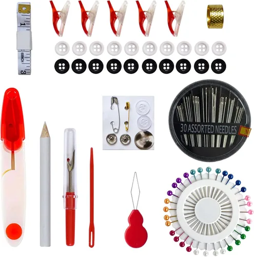 Vista 3 de 48 Kit de costura para mujeres, mamá, viajera, adultos, principiantes, emergencias, suministros de costura accesorios con tijeras, dedal, hilo
