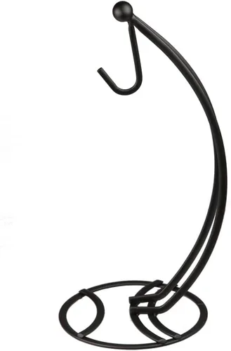 Vista 2 de Home Basics Soporte de acero para árbol de plátano, resistente a la corrosión, evita moretones, base circular, acabado satinado negro
