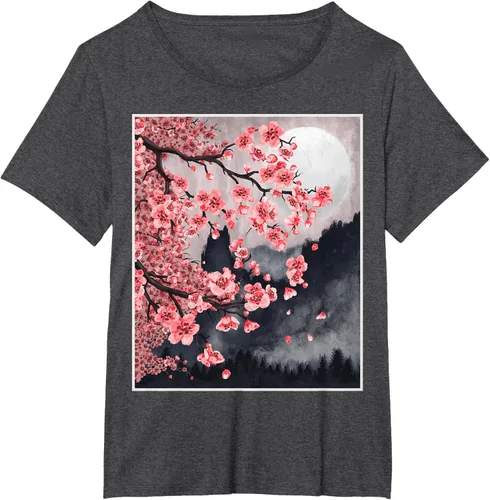 Vista 30 de Sakura - Camiseta japonesa de cerezo en flor japonesa, Negro, S