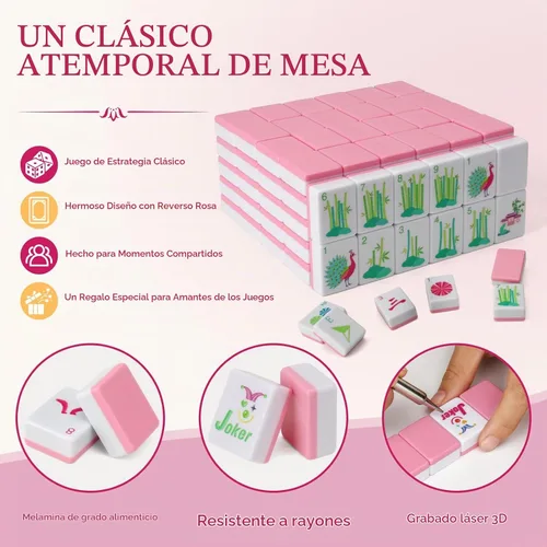 Vista 4 de Juego de 160 azulejos de melamina grabados de alta calidad con bolsa Rosa