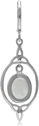 Vista 3 de Silvershake 10X8mm Oval Shape Gemstone 925 Sterling Silver Triquetra Celtic Knot Drop Dangle Leverback Earrings Jewelry for Women