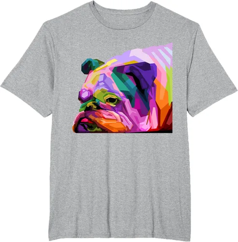 Vista 84 de Camiseta de retrato pop artístico de bulldog británico inglés para dueños de perros, Negro, S