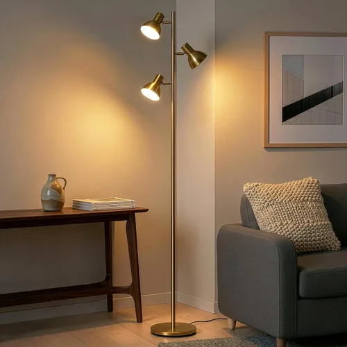 Vista 4 de Brightech Ethan - Lámpara de pie regulable para lectura de dormitorio y decoración de sala de estar, moderna lámpara LED de árbol alto para oficinas