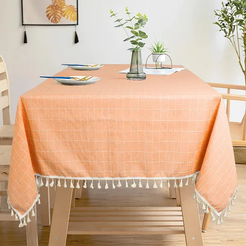 Vista 11 de ShinyBeauty Mantel Redondo Rosa Bebé de 55 Pulgadas Mantel Gingham Rosa a Cuadros Mantel de Mesa de Algodón para Mesa Redonda Mantel a Cuadros Rosa