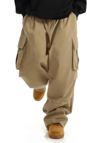Vista 3 de OYOANGLE Pantalones de senderismo con cordón elástico en la cintura y bolsillos con solapa para hombre