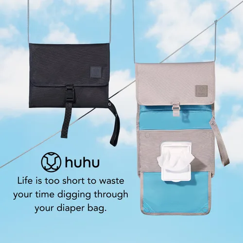 Vista 8 de Huhu Cambiador de pañales para bebé, compacto, portátil, cambiador de pañales para viajes, fácil de limpiar, tapete cambiador plegable - Accesorio