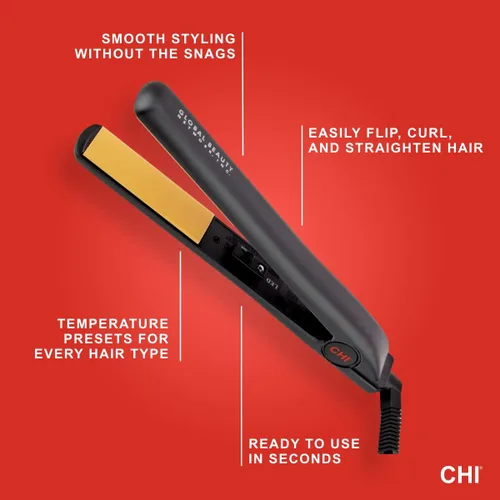 Vista 3 de CHI Plancha plana de cerámica original para alisar el cabello, alisador de cabello modelo profesional de salón y spray de protección térmica