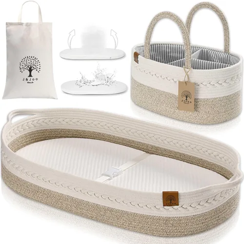 Vista 12 de Cesta cambiador de bebé incluye pañalera, suave e impermeable, de doble cubierta, portátil, cambiador para tocador y cambiador, regalo para baby