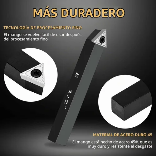 Vista 4 de Juego de soporte de insertos de torneado de carburo indexable de 1/2 "para tornos de mecanizado, juego de 5 piezas de herramientas de torno de metal