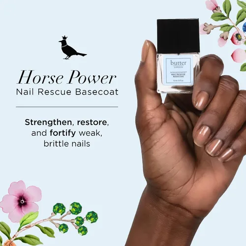 Vista 2 de butter LONDON Esmalte de uñas, Horse Power, capa base de rescate de uñas ayuda a restaurar y reparar uñas dañadas, fortalecedor de uñas ayuda al