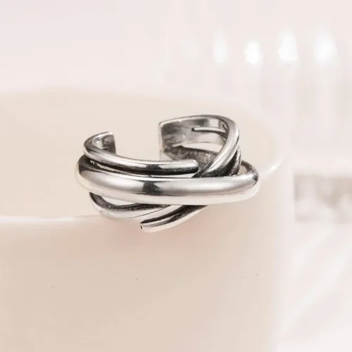 Vista 117 de Anillo de plata de ley 925, minimalista, ajustable, hecho a mano, para mujeres y niñas