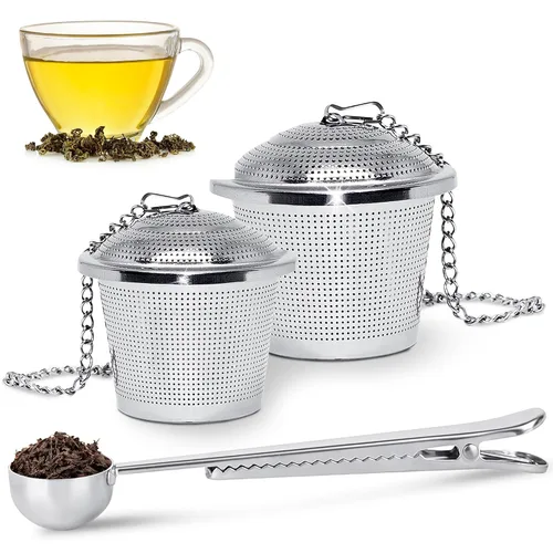 Vista 11 de Infusor de té de corazón, 10 unidades, 5.52 pulgadas, acero inoxidable más Juego de infusor de té de corazón plateado