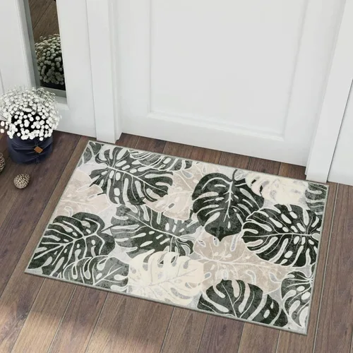 Vista 22 de Wonnitar Leaf - Alfombra de cocina de 2x3 pies, alfombra azul pequeña para baño, alfombra decorativa lavable para mesita de noche, planta