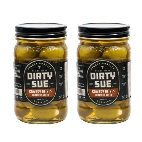 Vista 10 de Dirty Sue Aceitunas rellenas y cebollas - Juego de 2 tarros de 16 onzas (queso azul)