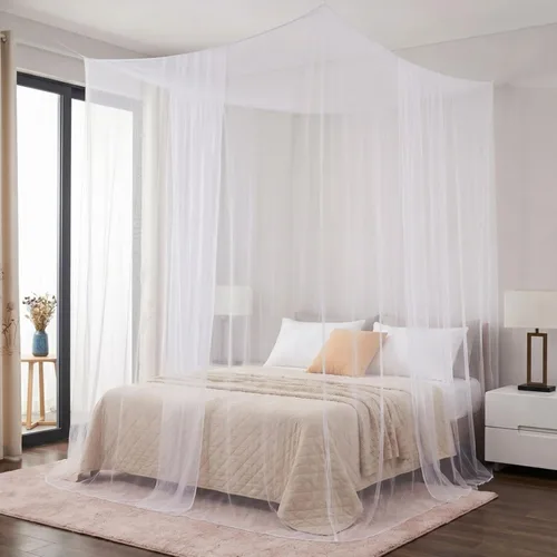 Vista 2 de Tebery Toldo de cama para cama tamaño King, red de pantalla extra grande con bolsa de transporte, kit de 2 aberturas para colgar