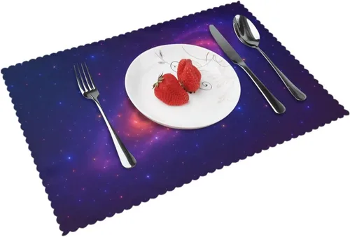 Vista 9 de Juego de 4 manteles individuales rectangulares, resistentes al calor, 4 manteles individuales impresos para cocina y comedor Caramelo 4